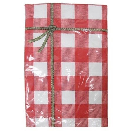 J & M HOME FASHIONS J And M Home Fashions 7497 52 in. X 70 in. Red Check Vinyl Tablecloth 7497